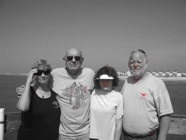 Fran, Dick, Lynn, John on pier of Topsail June 2009